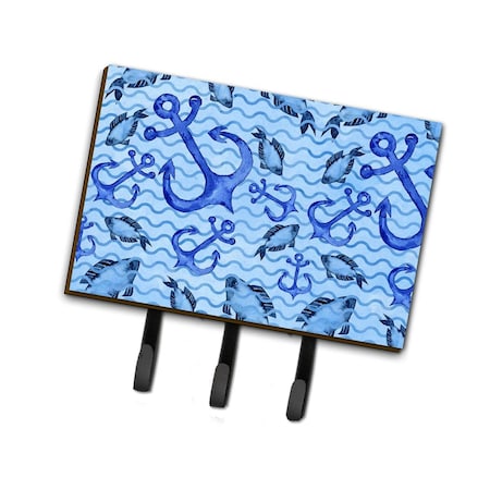 Jensendistributionservices Beach Watercolor Anchors & Fish Leash or Key Holder, 6 x 2 x 9 in. MI1710845